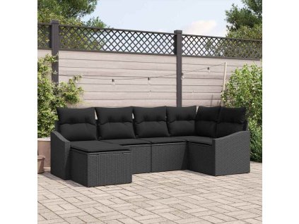 Set pohovek s polštářem 6 pcs Černá polyratan 3346793