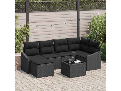 Sada zahradních pohovek 7 pcs Černá Poly ratan 3346803