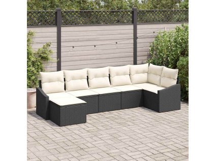 Set pohovek s polštářem 7 pcs Černá polyratan 3346807