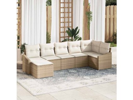 Set pohovek s polštářem 7 pcs Béžová polyratan 3346811