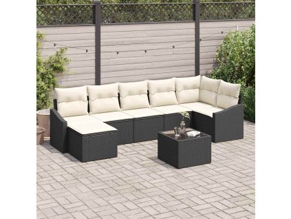 Set pohovek s polštářem 8 pcs Černá polyratan 3346817