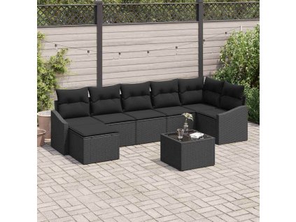 Set pohovek s polštářem 8 pcs Černá polyratan 3346823