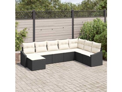 Set pohovek s polštářem 8 pcs Černá polyratan 3346837