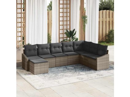 Set pohovek s polštářem 8 pcs Šedá polyratan 3346839