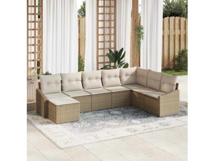 Set pohovek s polštářem 8 pcs Béžová polyratan 3346841