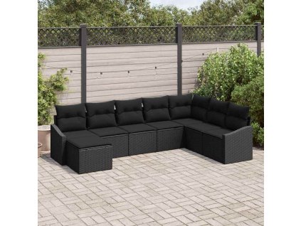 Set pohovek s polštářem 8 pcs Černá polyratan 3346843