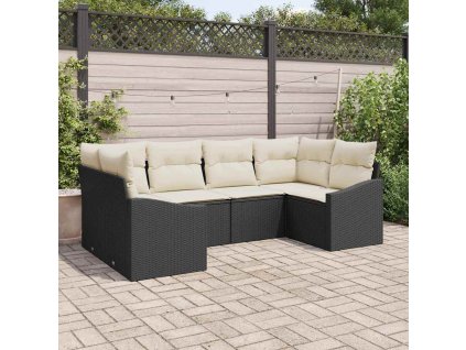 Set pohovek s polštářem 6 pcs Černá polyratan 3346857
