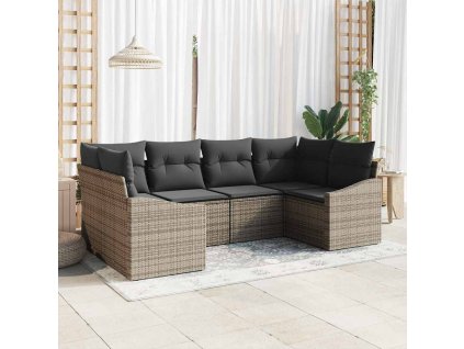 Set pohovek s polštářem 6 pcs Šedá polyratan 3346859