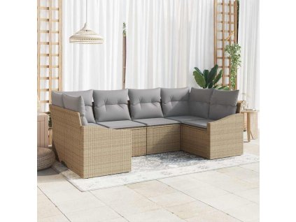 Set pohovek s polštářem 6 pcs Béžová polyratan 3346860