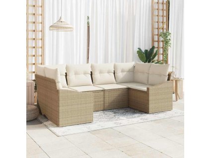 Sada zahradních pohovek 6 pcs Béžová Poly ratan 3346861