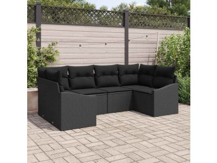 Set pohovek s polštářem 6 pcs Černá polyratan 3346863