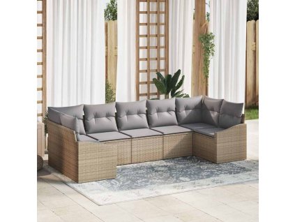 Set pohovek s polštářem 7 pcs Béžová polyratan 3346870