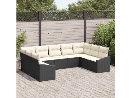 Sada zahradních pohovek 9 pcs Černá Poly ratan 3346877