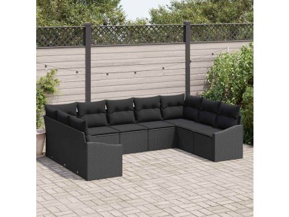 Set pohovek s polštářem 9 pcs Černá polyratan 3346883