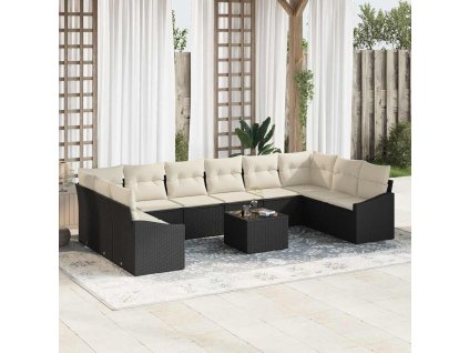 Set pohovek s polštářem 11 pcs Černá polyratan 3346907