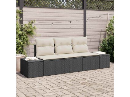 Set pohovek s polštářem 3 pcs Černá polyratan 3346917