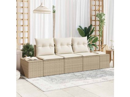 Set pohovek s polštářem 3 pcs Béžová polyratan 3346921