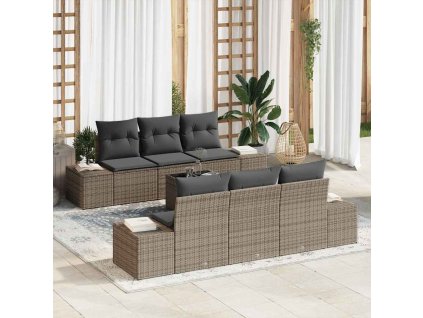 Sada zahradních pohovek 7 pcs Šedá Poly ratan 3346949