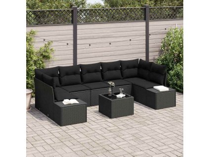 Sada zahradních pohovek 8 pcs Černá Poly ratan 3346983