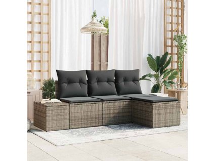 Sada zahradních pohovek 4 pcs Šedá Poly ratan 3347009