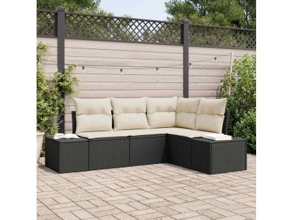 Sada zahradních pohovek 4 pcs Černá polyratan 3347037