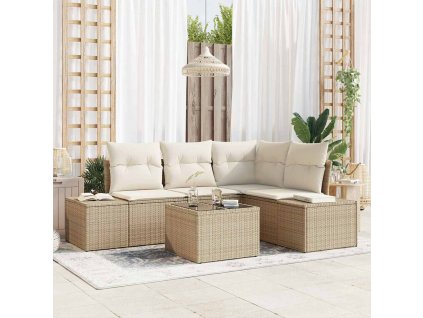 Sada zahradních pohovek 5 pcs Béžová polyratan 3347051