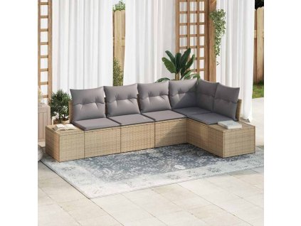 Sada zahradních pohovek 5 pcs Béžová polyratan 3347060