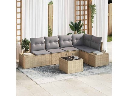 Sada zahradních pohovek 6 pcs Béžová polyratan 3347070