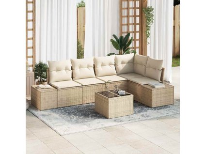 Sada zahradních pohovek 6 pcs Béžová polyratan 3347071