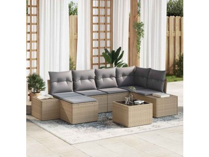 Sada zahradních pohovek 7 pcs Beige a šedá polyratan 3347140