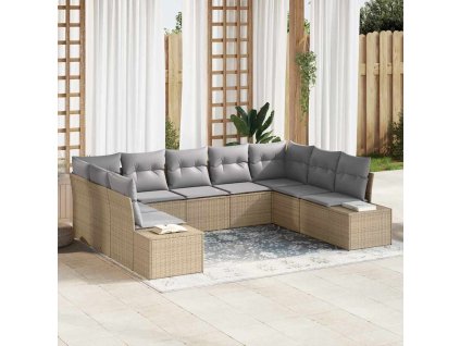 Sada zahradních pohovek s polštářem 9 pcs Béžová polyratan 3347220