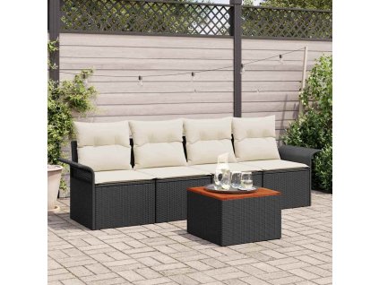 Sada zahradních pohovek 5 pcs Černá Poly ratan 3347257