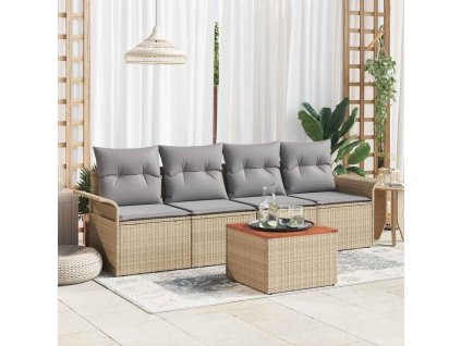 Sada zahradních pohovek 5 pcs Béžová Poly ratan 3347259