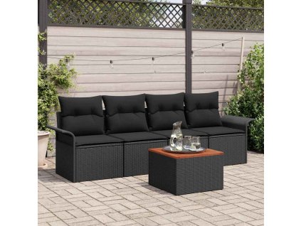 Sada zahradních pohovek 5 pcs Černá Poly ratan 3347261