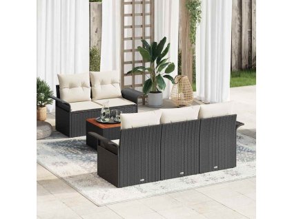 Sada zahradních pohovek 6 pcs Černá Poly ratan 3347264