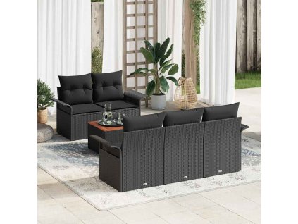 Sada zahradních pohovek 6 pcs Černá Poly ratan 3347268