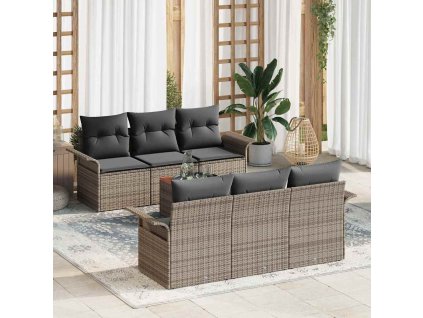 Sada zahradních pohovek 7 pcs Šedá Poly ratan 3347272