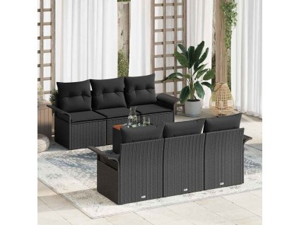 Sada zahradních pohovek 7 pcs Černá Poly ratan 3347275