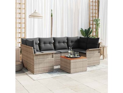 Sada zahradních pohovek 7 pcs Šedá Poly ratan 3347279