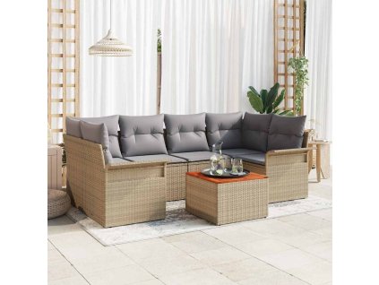 Sada zahradních pohovek 7 pcs Béžová Poly ratan 3347280