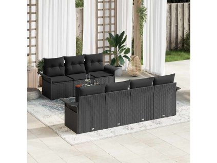 Sada zahradních pohovek 8 pcs Černá Poly ratan 3347289