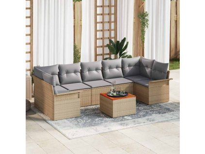Sada zahradních pohovek 8 pcs Béžová Poly ratan 3347294