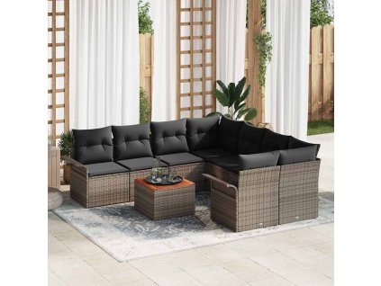 Sada zahradních pohovek 9 pcs Šedá Poly ratan 3347307