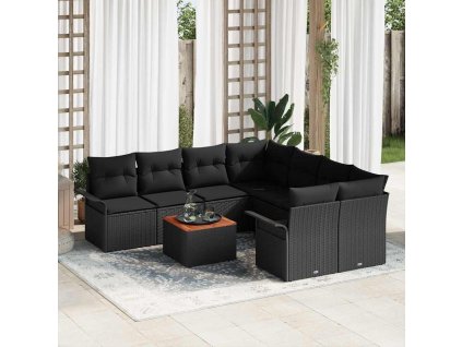 Sada zahradních pohovek 9 pcs Černá Poly ratan 3347310