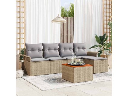 Sada zahradních pohovek 6 pcs Béžová Poly ratan 3347315