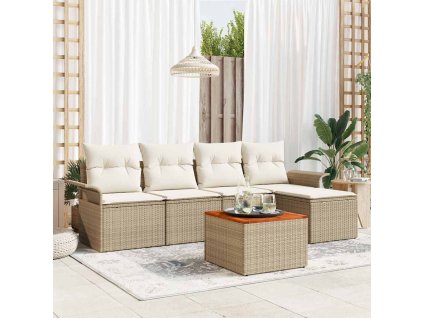 Sada zahradních pohovek 6 pcs Béžová Poly ratan 3347316