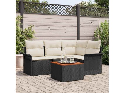 Sada zahradních pohovek 5 pcs Černá Poly ratan 3347320