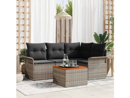 Sada zahradních pohovek 5 pcs Šedá Poly ratan 3347321