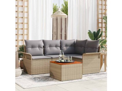 Sada zahradních pohovek 5 pcs Béžová Poly ratan 3347322