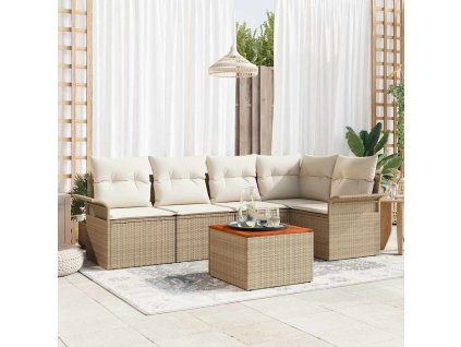 Sada zahradních pohovek 6 pcs Béžová Poly ratan 3347330